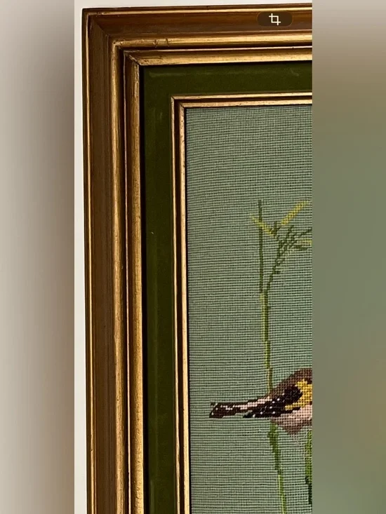 Vintage Framed Petit Point Needlework – Two Birds on Bamboo ,Made in Mexico 1997 - Picture 10 of 17